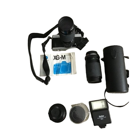 Minolta XG-M 35mm Film Camera Bundle With Vivitar 1900 Flash Lens & Accessories
